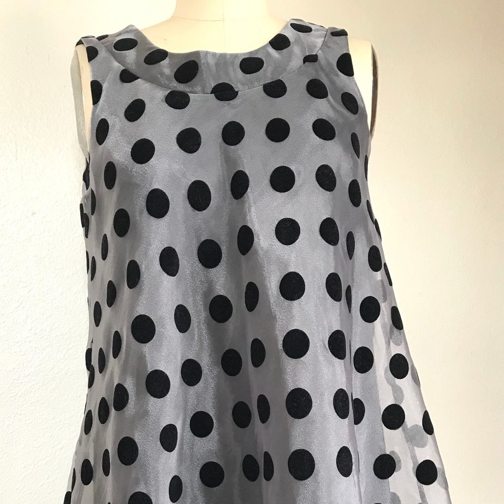 MOD Style Polka dot  Grey/silver and black dress Sz Sm. -M